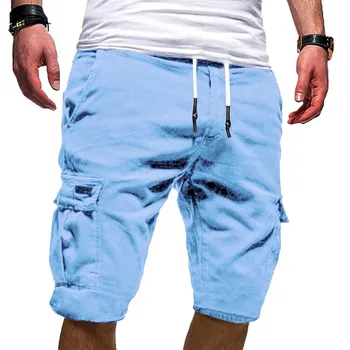 мужские шорты летние брюки с завязками, широкие короткие повседневные спортивные бандажные брюки, летние пляжные спортивные брюки, свободные однотонные панталоны cortos