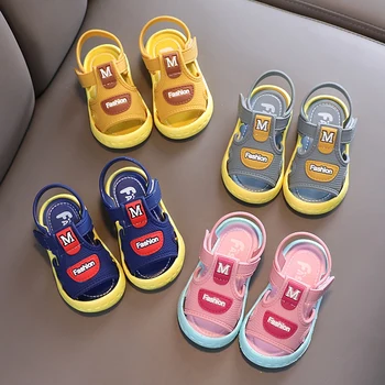 Летние сандалии для новорожденных, обувь для младенцев, мальчиков и девочек, нескользящая обувь принцессы с мягкой подошвой, модные повседневные пляжные сандалии для малышей