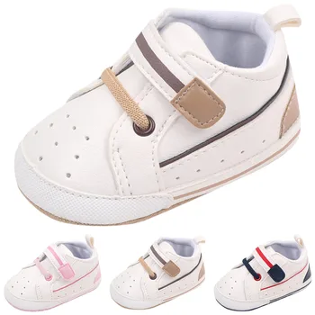 Белая повседневная обувь для маленьких мальчиков и девочек, обувь для малышей, детские спортивные Легкие Высокие Удобные детские кроссовки First Walker