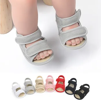 Летние сандалии унисекс для малышей 0-18 м, обувь для маленьких девочек, однотонная дышащая ткань из сетчатого материала, детские сандалии для мальчиков, сандалии для маленьких девочек.