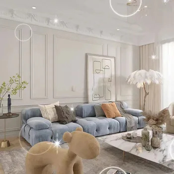 Роскошный модульный диван Nordic Light для гостиной, небольшой семейный диван, креативная комбинация диванов для трех человек в красном стиле