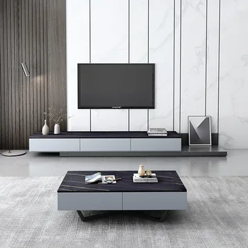 Мебель для гостиной, журнальный столик, тумба для телевизора, пианино, лакированная каменная доска, простой