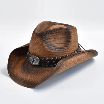 Новая винтажная ковбойская шляпа в западном стиле для мужчин, соломенная шляпа ручной работы, пляжная шляпа от солнца, шляпа джентльмена, Леди, ковбойша, джазовая шляпа