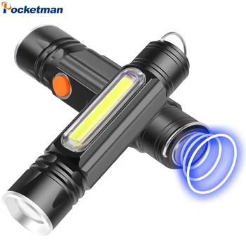 Перезаряжаемый от USB Портативный светодиодный фонарик, масштабируемый маленький фонарик с магнитным фонариком Wrok Light, карманный фонарик-ручка для кемпинга