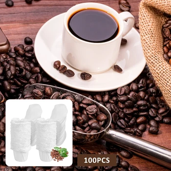 100шт бумажных фильтров для кофе для кофемашин, Небеленая фильтровальная бумага для натурального кофе, экологически чистые бумажные фильтры для кофе, белый