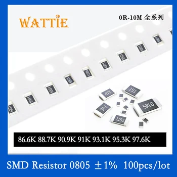SMD резистор 0805 1% 86.6K 88.7K 90.9K 91K 93.1K 95.3K 97.6K 100 шт./лот микросхемные резисторы 1/8 Вт 2.0 мм * 1.2 мм