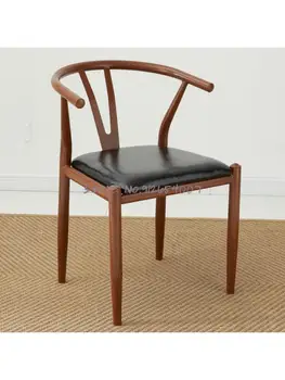 Простой стул Iron y, стул Taishi, имитация спинки из цельного дерева для китайского ресторана, чайный стул, домашний скандинавский кольцевой стул