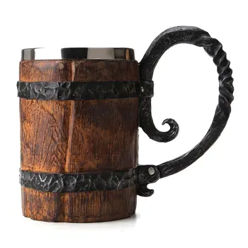 Оригинальная кружка для питья Viking, запечатанная имитация журнала, Двойная кружка из нержавеющей стали, Подарочная Домашняя чашка, цвет дерева