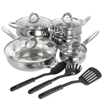 Ancona Набор посуды в форме живота из нержавеющей стали из 12 предметов с кухонными инструментами и Кухонными принадлежностями для приготовления пищи