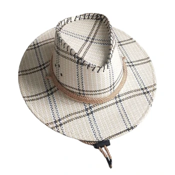 Соломенная кепка с широкими полями, ковбойская шляпа в западном стиле с лентой от пота, женская, мужская, уличная
