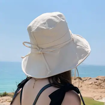 Корейский темперамент, Однотонная модная панама для женщин, простая складная солнцезащитная шляпа, солнцезащитный крем, УФ-шапочка для бассейна