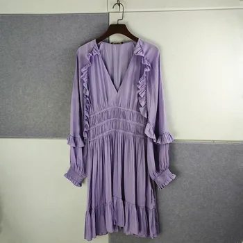 Летнее женское мини-платье с оборками и V-образным вырезом, женское платье из вискозы, новое поступление 2023 года