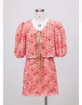 Шикарные женские куртки + юбки в цветочек во французском стиле Весна-лето C836