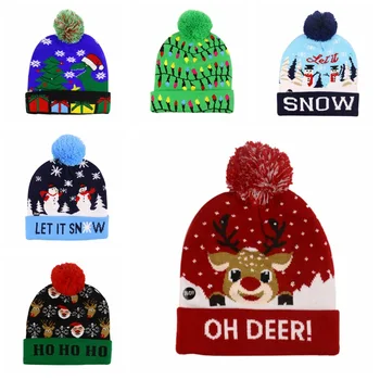 Рождественский свитер со светодиодной подсветкой, Рождественская шапочка, вязаная шапочка, зимняя шапка унисекс, прекрасный стиль, теплый, милый