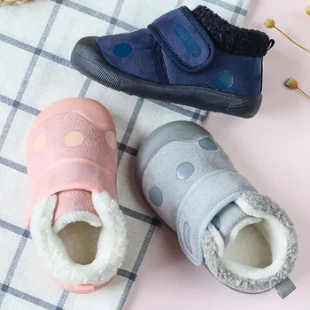Качественные Нескользящие кроссовки на мягкой подошве Для малышей Теплая хлопчатобумажная обувь Детская Обувь Милая
