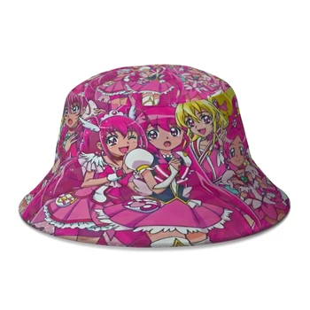 Все звезды Милая принцесса Pretty Cure Precure Принцесса Аниме Панама Женщины Мужчины Студенты Складные Рыбацкие шляпы-Бобы Панама Кепка