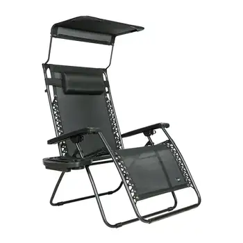 30-дюймовый широкий стул XL Zero с подушками и подносом для напитков, складной шезлонг для отдыха на открытом воздухе, веранде, патио, 360 фунтов. Вместимость,