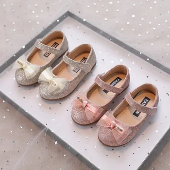 CAPSELLA/ Детская повседневная обувь для девочек; Сверкающие кожаные туфли принцессы с кружевным галстуком-бабочкой; танцевальные туфли в стиле Мэри Джейн для девочек 1-6 лет;