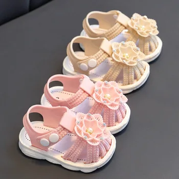 Сандалии zapatillas для девочек 0-3 лет, летние кроссовки, обувь принцессы, нескользящие мягкие детские вещи, обувь на подошве, Милая детская обувь в цветочек