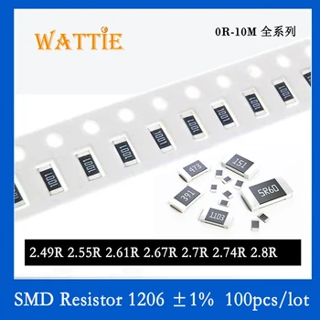 SMD резистор 1206 1% 2.49R 2.55R 2.61R 2.67R 2.7R 2.74R 2.8R 100 шт./лот микросхемные резисторы 1/4 Вт 3.2 мм * 1.6 мм