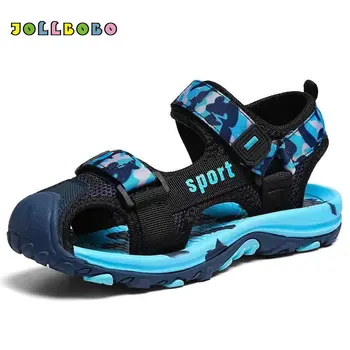 Спортивные сандалии для мальчиков, модные летние детские уличные сандалии с закрытым носком, водонепроницаемая обувь, пляжные сандалии для бассейна, для больших детей, устойчивые к скольжению