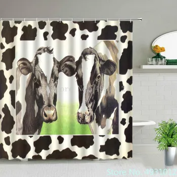 Занавески для душа в стиле Высокогорной Коровы 2023 года, водонепроницаемая ткань с 3D принтом, художественное оформление ванной комнаты с животными дикой природы, с крючками