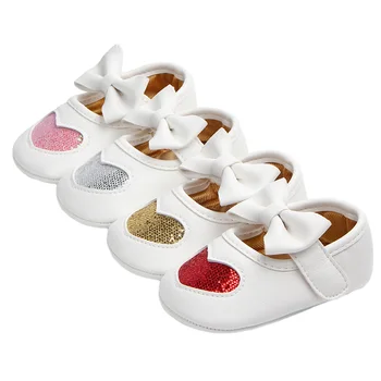 ma & baby 0-18 м Обувь для новорожденных девочек Princess Heart Sequnis Обувь для первых прогулок из искусственной кожи D06