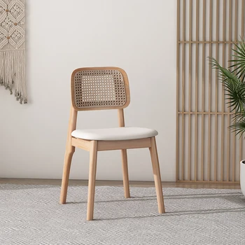 Обеденные стулья из матового дерева Минималистичный Современный обеденный стул для гостиной Дышащий Садовый Silla Comedor Кухонная мебель A1