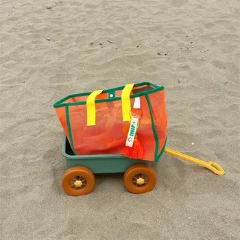 Детский органайзер, Корейская сетка контрастного цвета, сумка для стирки, Сумка для хранения детских игрушек, Большая вместительная дорожная сумка для плавания на плечо