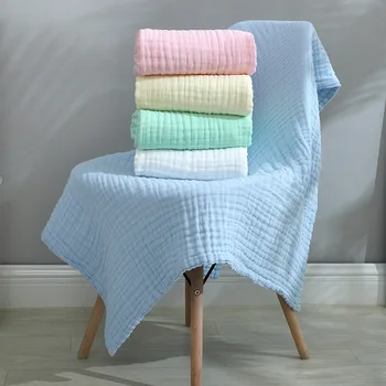 Летний Новый хлопчатобумажный материал, удобное детское банное полотенце для ухода за кожей, однотонное повседневное оберточное одеяло для новорожденных