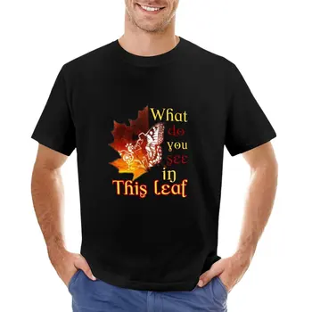 Какой дизайн вы видите в этой футболке с листьями, графической футболке, короткой футболке, мужских футболках