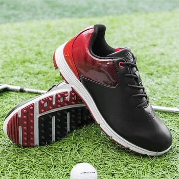 Обувь для гольфа без шипов, мужские водонепроницаемые кожаные кроссовки для гольфа, обувь для тренировок Golfer Grand, Удобные оригинальные спортивные кроссовки для гольфа.