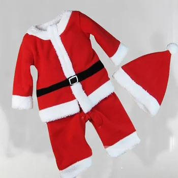 Новогодний детский Санта-Клаус для малышей, красная рождественская одежда, праздничный комплект красного платья для детей, Рождественский костюм Санта-Клауса, набор
