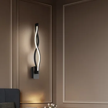 Прикроватный настенный светильник Wave, фоновая стена для прохода, внутренняя алюминиевая лампа, простой современный светодиодный настенный светильник 18 Вт AC85-265V