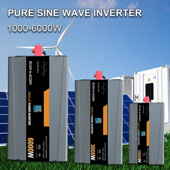 Инвертор чистой синусоидальной волны Номинальной мощностью 5000 Вт, пиковой мощностью 10000 Вт От постоянного тока 12 В / 24 В до переменного 110 В / 220 В, портативный преобразователь солнечной энергии