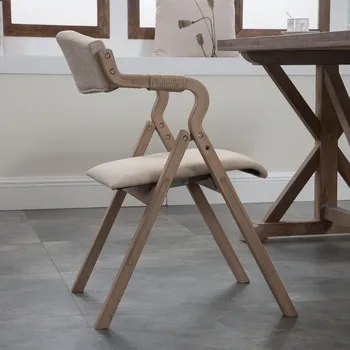 Современный простой винтажный обеденный стул со спинкой из ткани, Кофейный ресторан, кабинет, кресло для отдыха, Семейная складная Простая мебель Sillas WKDC