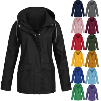 Весенне-осенний тренч для женщин 2023, повседневное женское пальто средней длины с капюшоном и длинным рукавом, большие размеры, ветровки, пальто