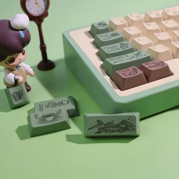 Коричневато-зеленые колпачки для клавиш старого образца для механической игровой клавиатуры Alice Ergo 61 64 87 104 108, колпачок для клавиш с вишневым профилем из PBT