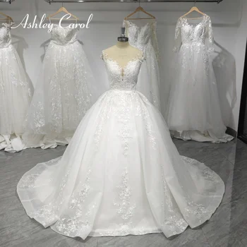 Бальное платье Эшли Кэрол, свадебные платья для женщин 2023, Свадебное платье Невесты со шнуровкой в виде сердечка, расшитое бисером, Придворный шлейф, Vestidos De Novia