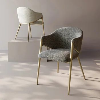 Обеденные стулья из овечьего кашемира, кресло с современной ручкой, Ленивый стул с мягкой спинкой, украшение для стула в скандинавском стиле