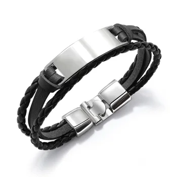TW6 Кожаные браслеты для женщин и мужчин, Черные многослойные плетеные веревочные браслеты для мужчин, Женские браслеты, ювелирные изделия