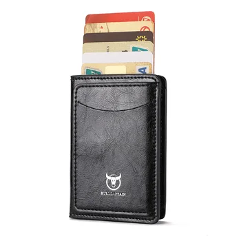 Тонкий Алюминиевый кошелек BULLCAPTAIN С держателем мобильного телефона, удостоверением личности, держателем кредитной карты, мини-RFID-кошельком, автоматическим всплывающим футляром для банковских карт