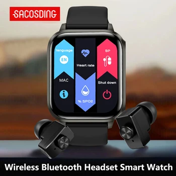 2023 Новая гарнитура Smart Watch TWS Два в одном Беспроводная Двойная гарнитура Bluetooth Call Здоровье Кровяное давление Спорт Музыка Smartwatch