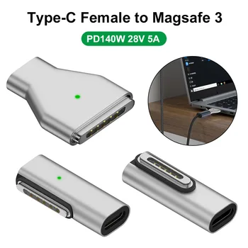 Портативный магнитный преобразователь заряда USB C PD140W Адаптер быстрой зарядки с индикаторной лампой преобразователя Type-C для Macbook Air/Pro