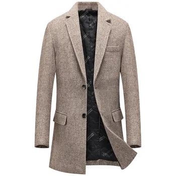 Высококачественные мужские зимние пальто, деловые повседневные тренчи, мужские кашемирово-шерстяные смеси, длинные зимние куртки, тренчи Размер 4XL