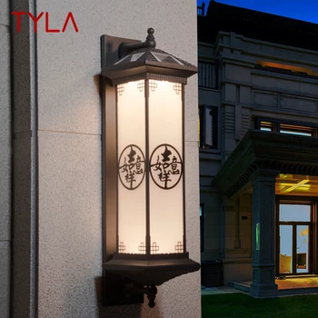 Уличный солнечный настенный светильник TYLA Креативный Китайский кофейный светильник-бра LED Водонепроницаемый IP65 для дома, виллы, балкона, двора