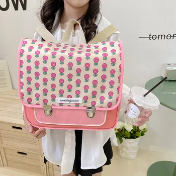 Детский рюкзак 2023, новый модный школьный рюкзак для девочек и мальчиков в корейском стиле, повседневный простой милый рюкзак с цветочным принтом для детей