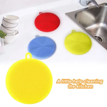 1ШТ Силиконовые щетки для чистки Мягкая Силиконовая губка для мытья посуды, Миски, кастрюли, средство для мытья посуды, Кухонные Принадлежности