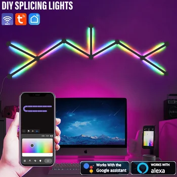 DIY умный светодиодный ночник RGBIC атмосферу настенный светильник управление App сращивание светильник для спальни ТВ игровая комната подсветки декор свет