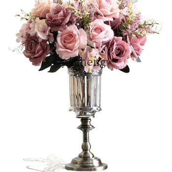 Обеденный стол ZC С орнаментом из сушеных цветов, украшение стеклянной вазы, Мебель для гостиной, Цветочная композиция на торцевом столике